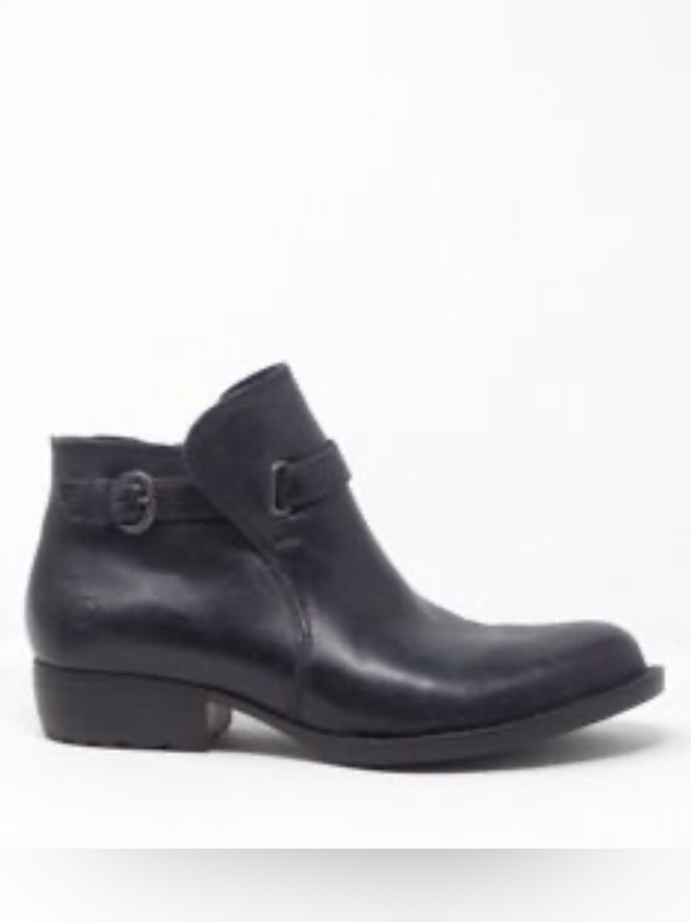 Born Jem Black Leather Ankle Boot with Side Buckle size 7
